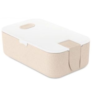Wheat Straw PP White & Beige Lunch Box With Phone Stand