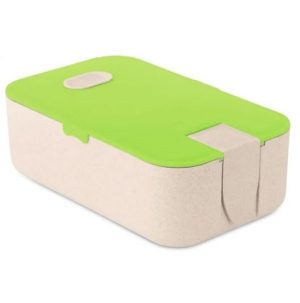 Wheat Straw PP Green & Beige Lunch Box With Phone Stand
