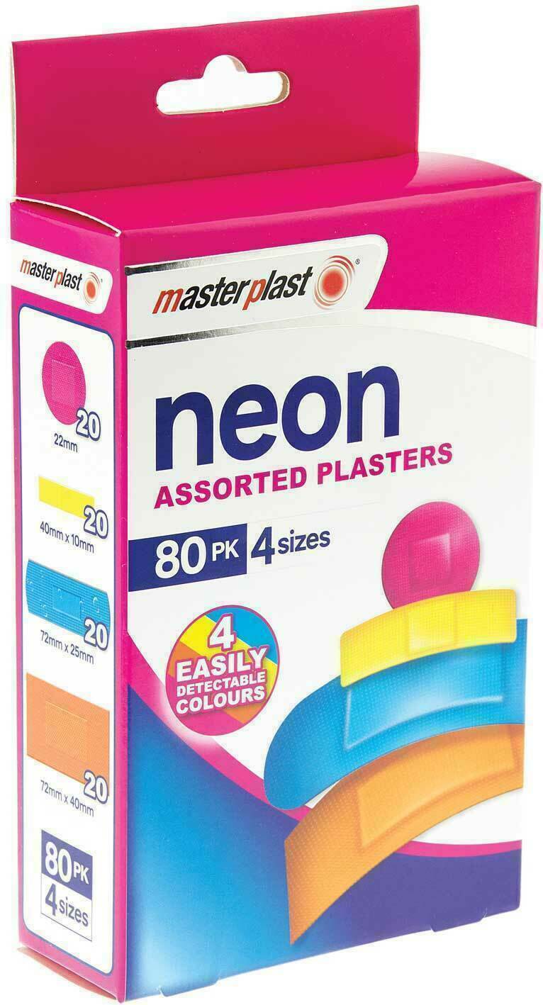 RYSONS 400 Neon Waterproof Fabric Plasters - Hypoallergenic & Flexible - Multi-color