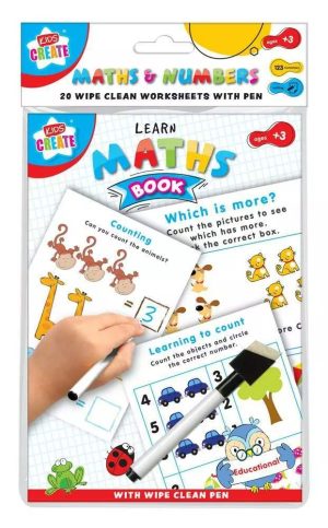 Kids Create Maths & Numbers 20 Wipe Clean Work Sheets