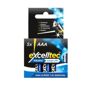 Excelltec Alkaline Lr03 1.5V AAA Batteries Pack Of 5