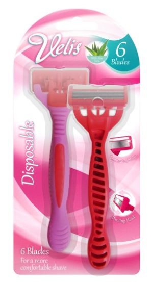 Velis Womens 6 Blade Disposable Razor Pack Of 2