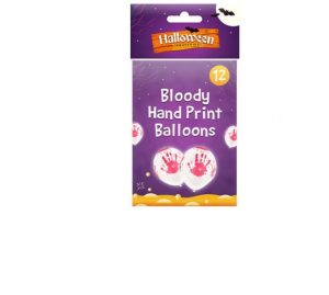 Halloween Accessories Bloody Hand Print Balloons Pack Of 12
