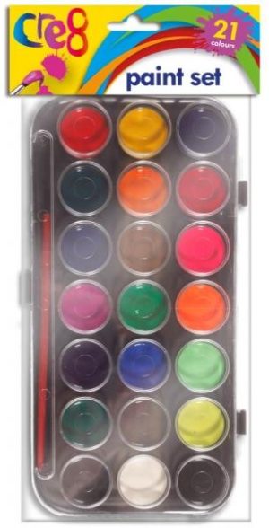 Cre8 21 Colour Paint Palette With Paint Brush
