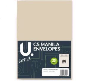 Pack Of 25 Peel And Seal 80GSM C5 Manila Envelopes