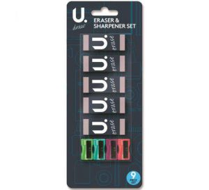 9pc Eraser And Sharpener Set