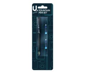 U. Black Ink Fountain Pen Set