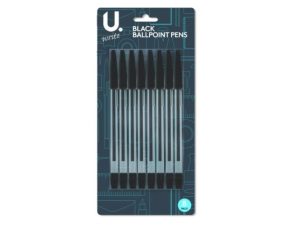 PACK OF 8 Black Ballpoint Pens