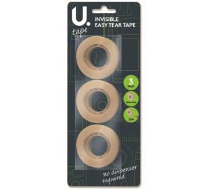 U. Invisible Easy Tear Tape 18mm X 22m Pack Of 3