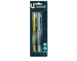 U. Gold & Silver Bullet Point Marker Pens Pack Of 2
