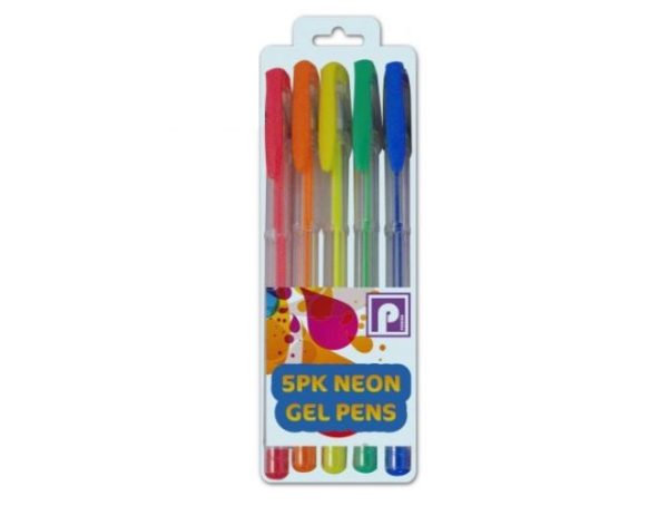 Premium Neon gel coloured ink pens pack of 5