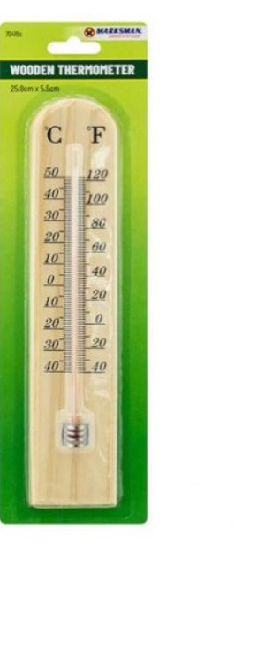 Marksman Wooden Thermometer Medium 25.8cm X 5.5cm