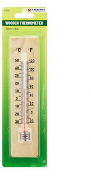 Marksman Wooden Thermometer Small 20cm X 4.8cm
