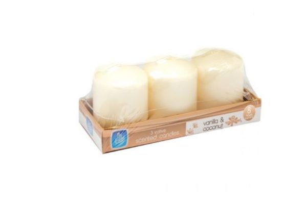 Pan Aroma Vanilla & Coconut Votive Scented Candles Pack Of 3