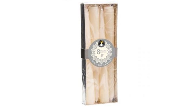 Waxworks Ivory 8 Hour Straight Candle 8" Pack Of 4