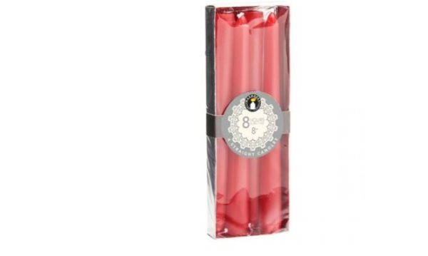 Waxworks Red 8 Hour Straight Candle 8" Pack Of 4