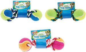 Pets Play Double Tennis Ball Tug Rope Dog Toy