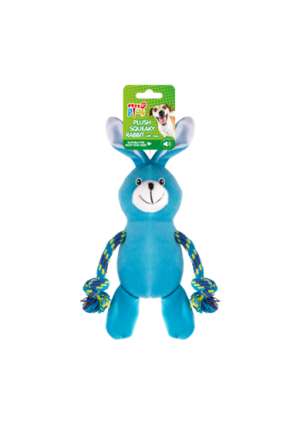Pets Play Plush Squeaky Rabbit With Rope Dog Toy