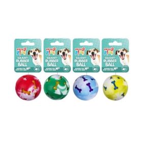 Pets Play Squeaky Bone Rubber Ball Dog Toy