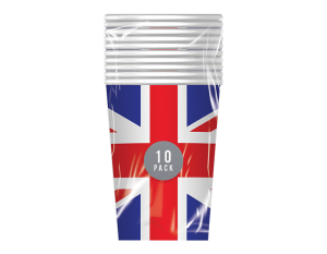 Pop Union Jack Printed Paper Cups 270ml Pack Of 10
