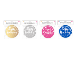 Pop Metallic Self-Inflating Happy Birthday Balloon PACK OF 2