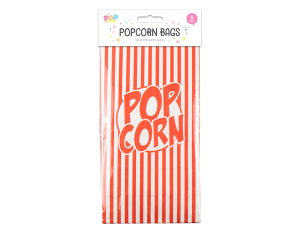 Pop Red & White Paper Popcorn Bag Pack Of 8