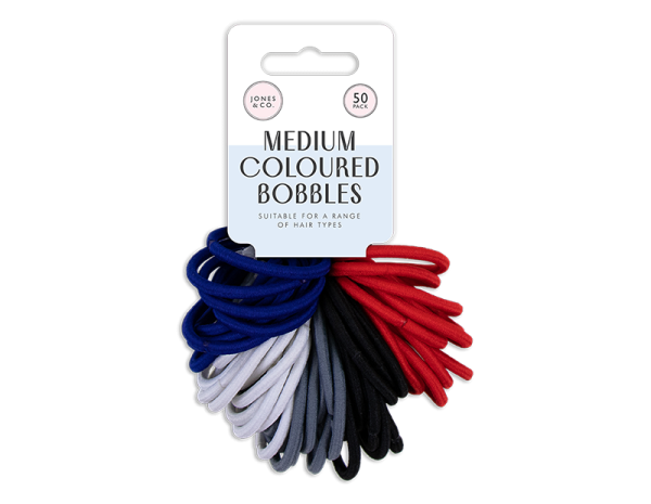 Premium Jones & co assorted colour medium hair bobbles pack of 50