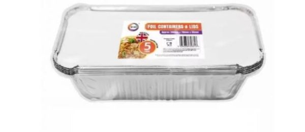 Premium Did foil containers & lids pack of 5 20cm x 11cm x 5cm