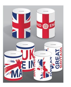 Union Jack & St Georges Flag Money Tins 150mm X 100mm