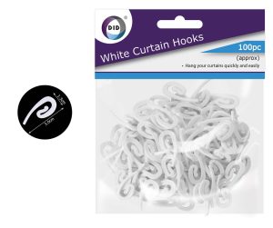 DID White Curtain Hooks 100pc