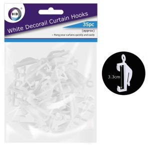 DID White Decorail Curtain Hooks Pack of 35