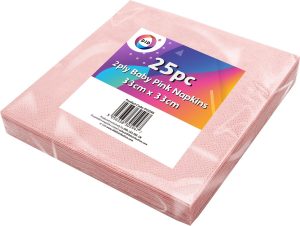 DID 2-Ply Baby Pink Napkins 33cm 25pc