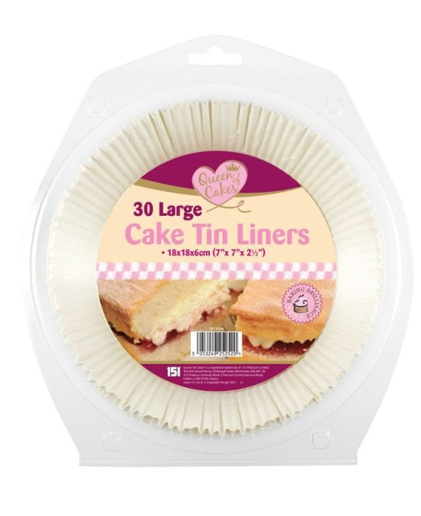 Queen Of Cakes Cake Tin Liners Large Pack Of 30