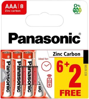 Panasonic Zinc Carbon R6RZ/8HH AA Batteries Pack Of 8