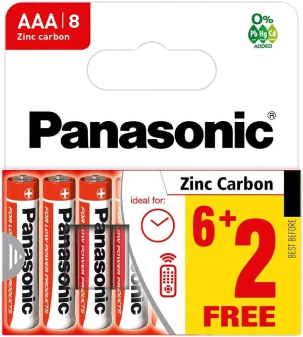 Premium Panasonic zinc carbon r6rz/8hh aa batteries pack of 8