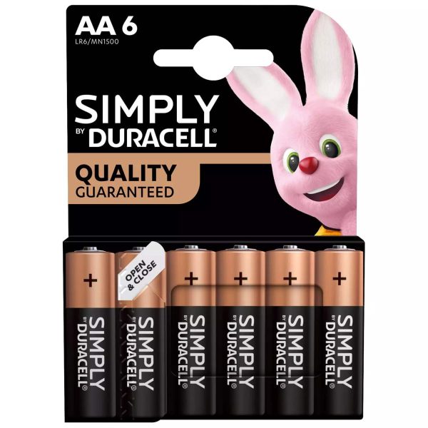 Premium Duracell simply aa lr6/mn1500 alkaline batteries pack of 6