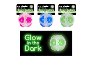 Smart Choice Glow In The Dark Squeaky Ball Dog Toy