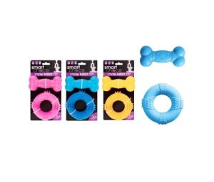 Smart Choice Strong Rubber Ring & Bone Dog Toy 2pc