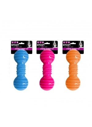 Smart Choice Squeaky Rubber Ribbed Dumbbell Dog Toy 16.5cm