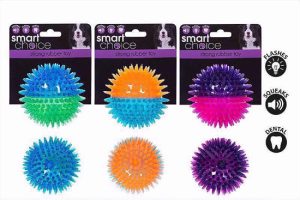 Smart Choice Flashing Squeaky Rubber Spiky Ball Dog Toy