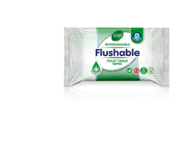 Premium Pure flushable toilet tissue wipes pack of 40