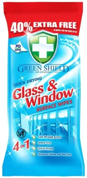 Greenshield Glass & Window Wipes 70 Sheets