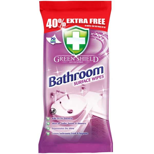 Premium Greenshield bathroom surface wipes 70 sheets