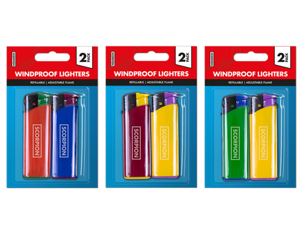 Premium Scorpion windproof lighters pack of 2