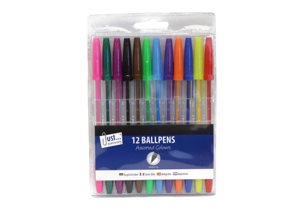 Premium Multicoloured ballpoint pens pack of 12