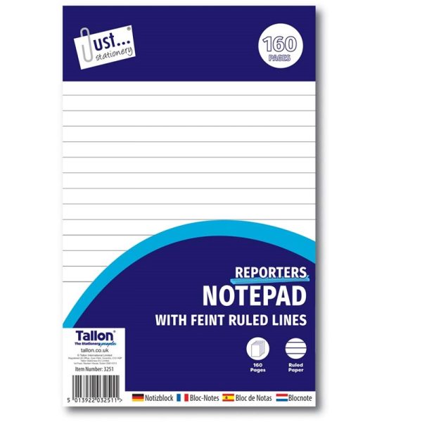 Premium Just stationery 50gsm ruled reporter notepad 160 pages