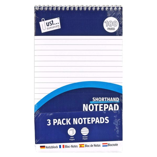 Premium Just stationery shorthand notepads 100 pages pack of 3