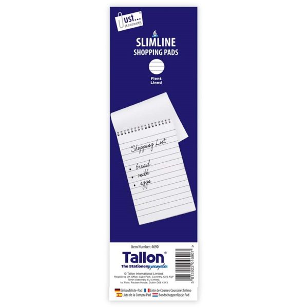 Premium Just stationery slimline shopping pads pack of 6