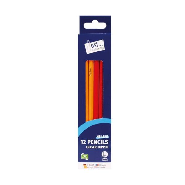 Premium Just stationery hb pencils with erasers pack of 12