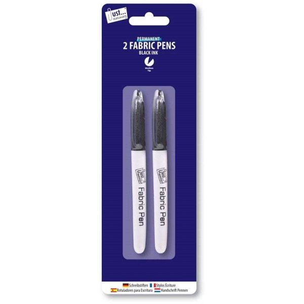 Premium Just stationery permanent black fabric pens pack of 2